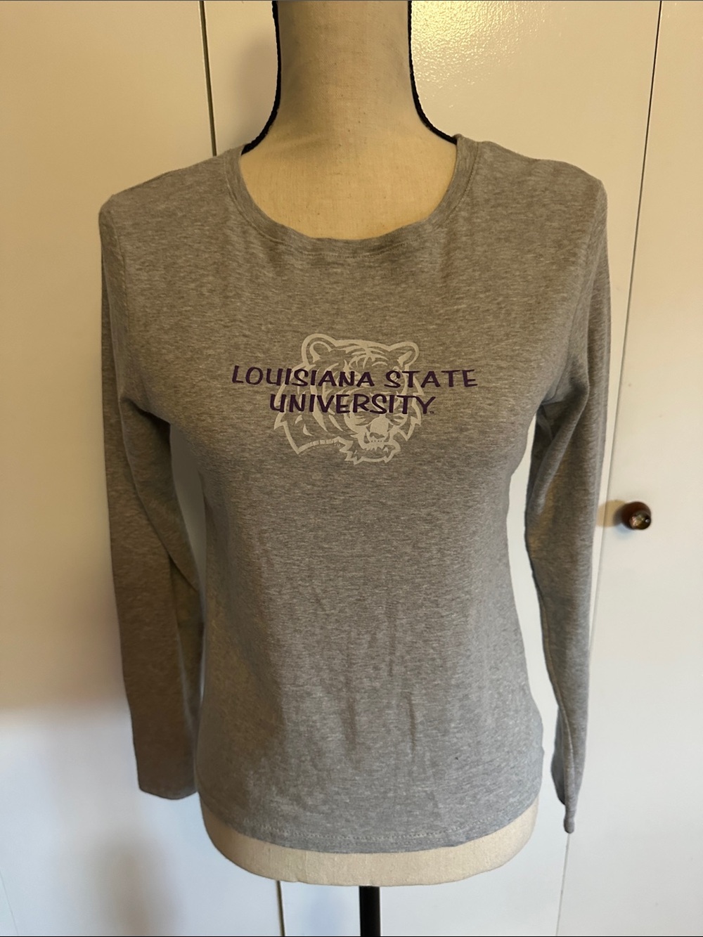 Louisiana State University Gray Long-Sleeve Crewneck T-Shirt